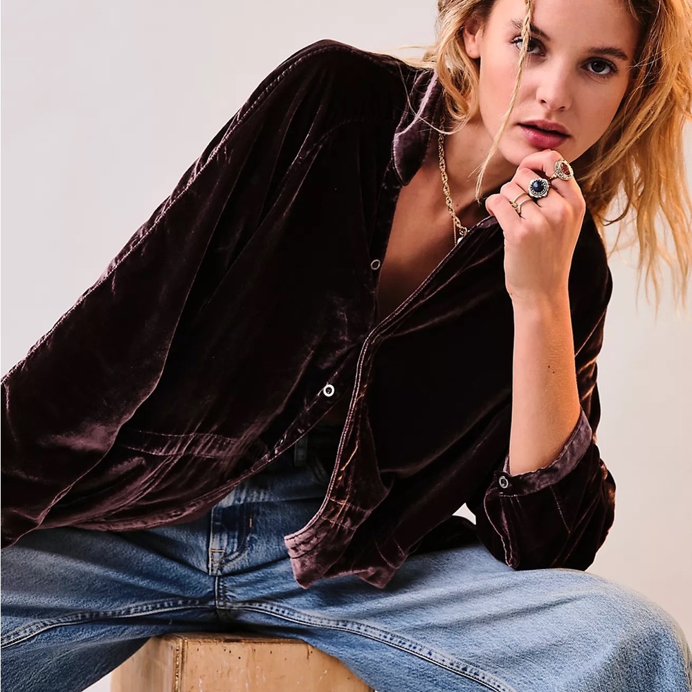 Free People We The Free Summer Daydream Velvet Buttondown